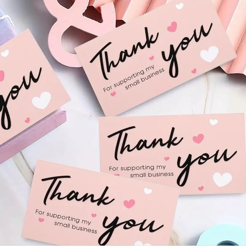 50 Thank You Business Cards with Hearts - Picture 2 of 5